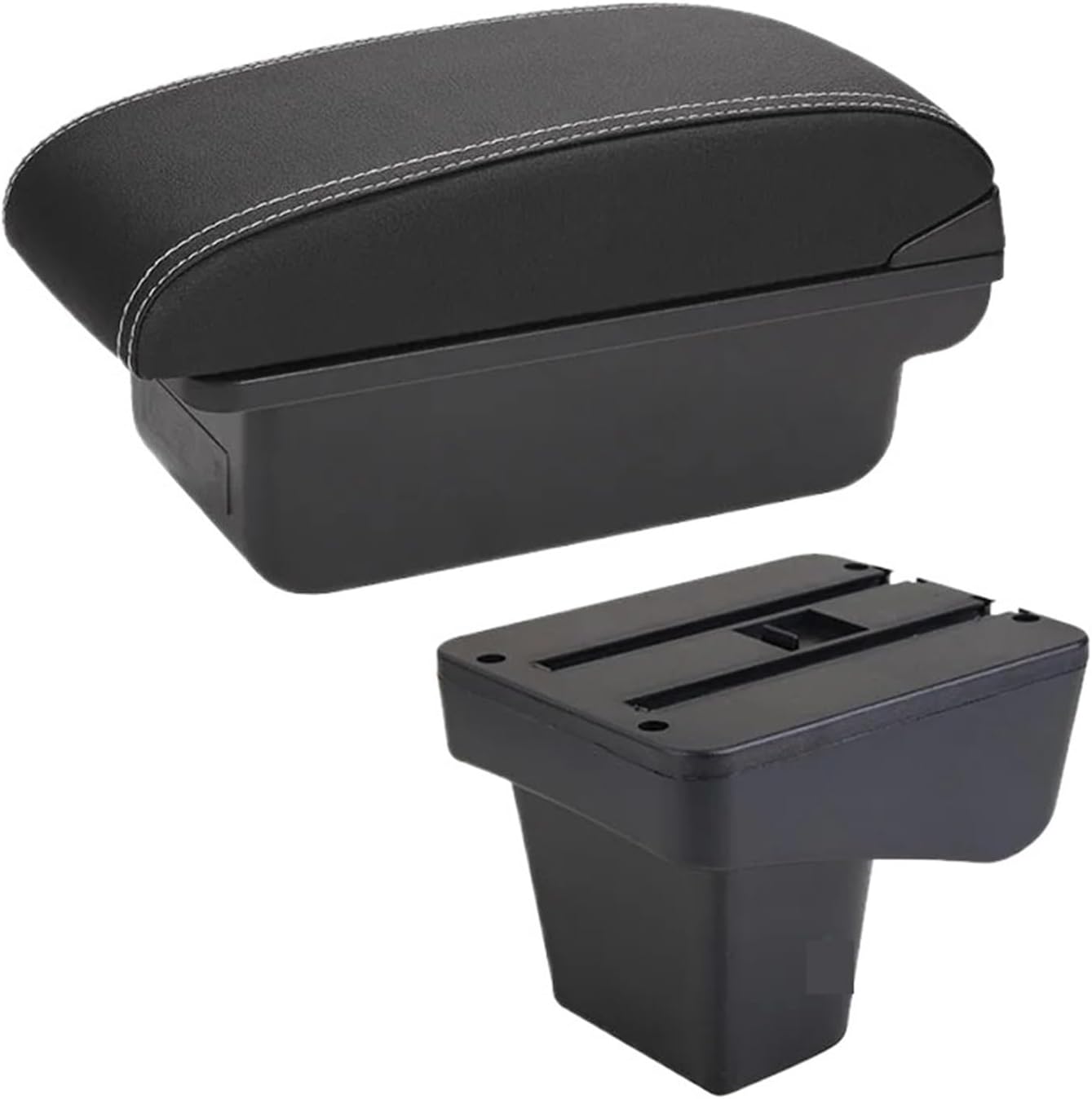 Double Layer Armrest Box for Suzuki for Vitara Armrest Retrofit Parts Dedicated Car Center Storage Box Accessories Interior USB Central armrests boxs(C Black red NO USB)