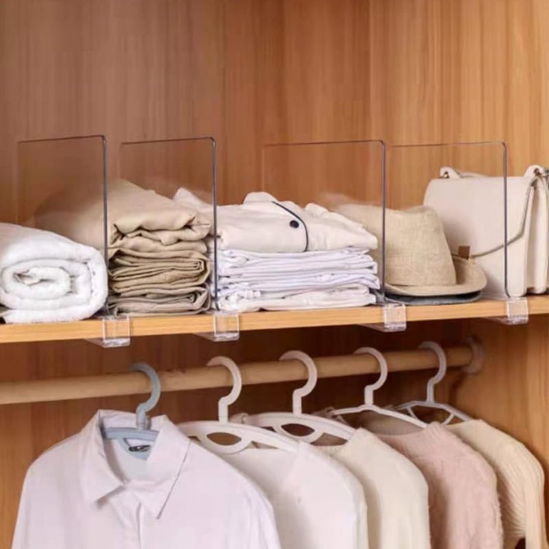 バッグスタンド 仕切りスタンド 整理用の棚 6pcs 整理用棚仕切り クローゼット 仕切り パック アクリル棚ディバイダー 透明な棚