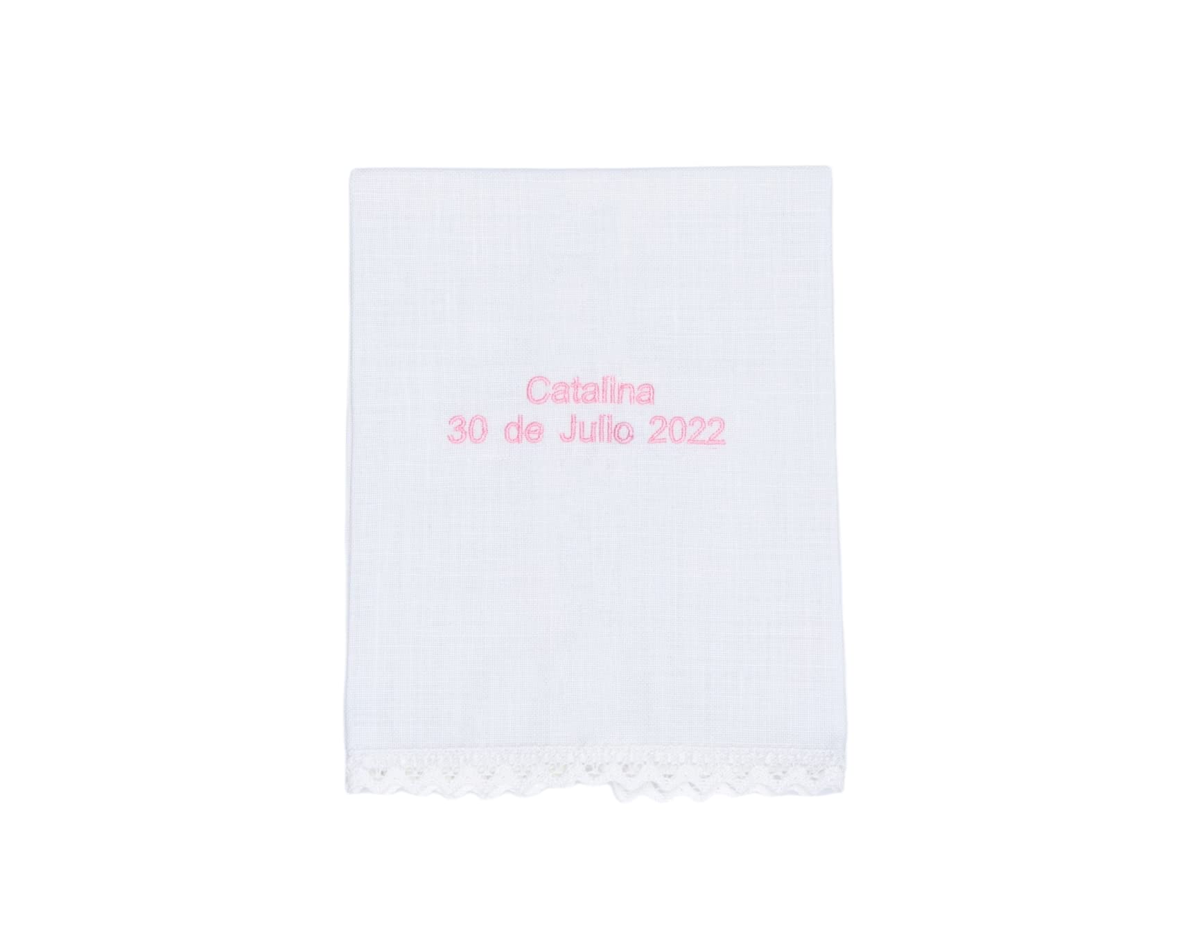 CARREDANA Pañuelo de Bautizo Bordado Personalizado. Personaliza Nombre, Color y Fecha. Toalla Bautizo-Regalo Personalizado (con Paloma Bordada) — view 11