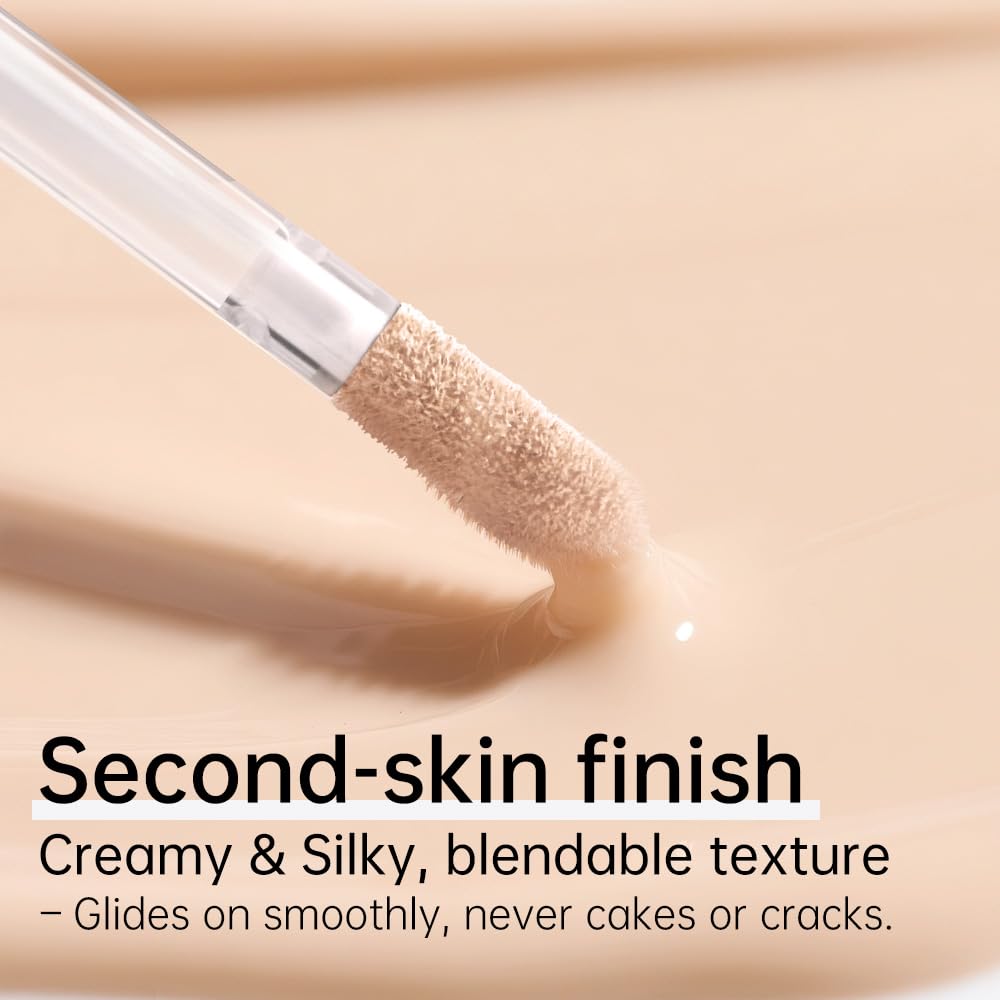 CATKIN Anti Cerne Correcteur Liquide Couverture Complète,5.4ml | Texture eau-crème, Hydratante, Waterproof Longue Durée, Applicateur Double Extrémité, Convient aux Peaux Matures/Sensibles
