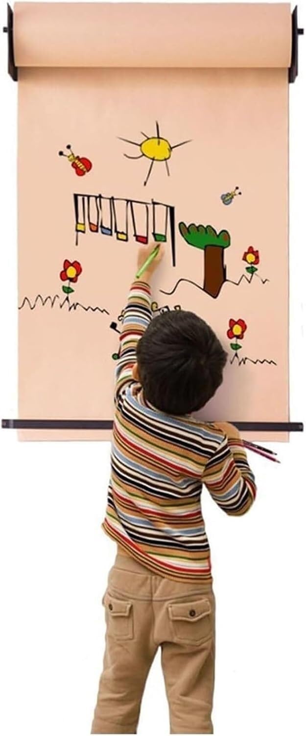 HTTGDGDH Bulletin Board Paper Kraft Paper Roll Dispenser-Included 50M/16Ft Paper Roll, Wall Mounted Kraft Paper Dispenser For Painting/Grocery List/Menu For Craft Poster Art Paper,67cm/26.4in Wide