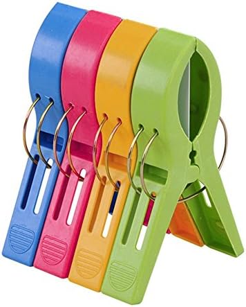 TRIXES Pack of 8 Large Bright Colour Plastic Beach Towel Pegs Clips for Sunbed - Holiday Essentials - Towel Holder Grips for Deck Chair Sun Lounger Pool Day Bed - Big Quilt Laundry Pegs