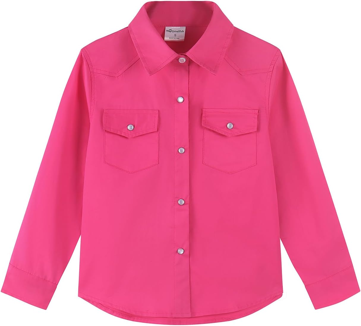 Noomelfish Girls Button Down Pearl Snap Western Shirt Cowgirl Long Sleeve Blouse Tops (5-12 Years) - Image 3