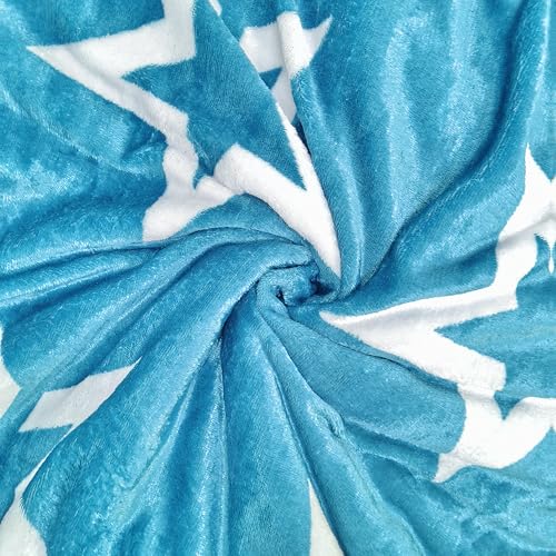 Image of Winter Premium Flannel Velvet Warm Duvet Cover Quilt Cover | Rajai Cover | Blanket Cover | Comforter Cover Single Size 60x100 inches Woollen (Bright Blue & White Star, Single Bed)