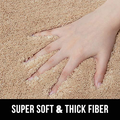 SFLXO 80cm x 50cm Non Slip Bath Mat Machine Washable Bath-Mats For Bathroom Durable Soft Bath Rugs Water Absorbent Bathroom Mats Fluffy Microfiber Bath Rug Creme Beige - Image 4