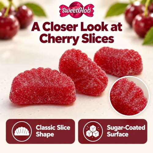SweetGlob Cherry Fruit Slices Gummy Candy, Soft & Chewy, 1 lb - image 3