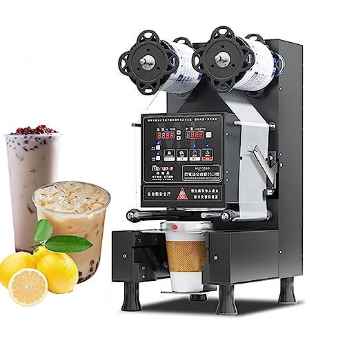 Sellador automático de tazas para té de burbujas, máquina totalmente automática con panel de control LCD para sellar vasos de plástico, batidos y bebidas de café