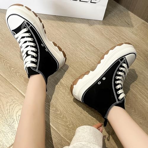 Canvas Chunky Platform Sneakers for Women & Girls Y2K Aesthetic 5cm Height Increase3