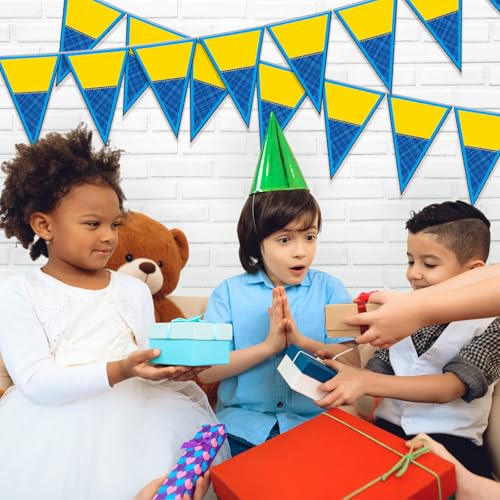 Image of Tiamon 5 Pcs Yellow Cartoon Birthday Party Decoration Triangle 49.2 ft | Yellow Banana Triangle 49.2 ft Flag Pennant Banner Garland Streamer for Birthday Baby Shower Cartoon Themed Party Supply