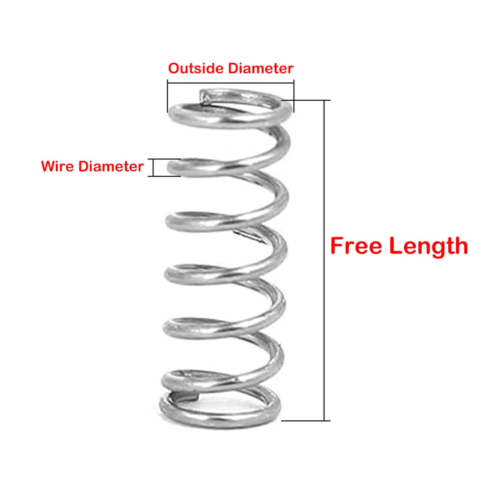 Druckfederdraht aus Edelstahl 316, Durchmesser 1.5 mm, Länge 30 mm, 10 Stück