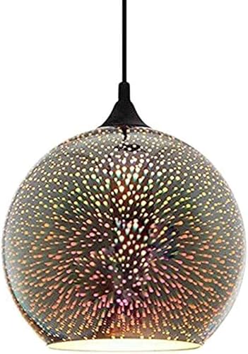 Granestner Modern 3D Fireworks Glass Pendant Light, Crystal Chaner with Adjustable Suspension, E27 Ceiling Light Fixture for Dining, Living, Kitchen, Bedroom