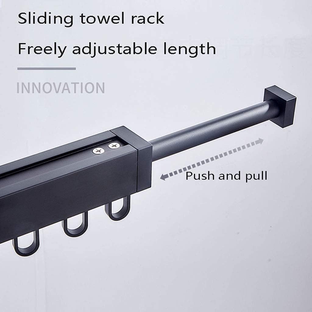 F Clothes Rail Rack S,Airer Extendable Drying Rack Clothes Fold Wall Mounted Airer Rotatable Bathroom Towel Poles Invisible Indoor Balcony Washing Line Hanger,Black-A