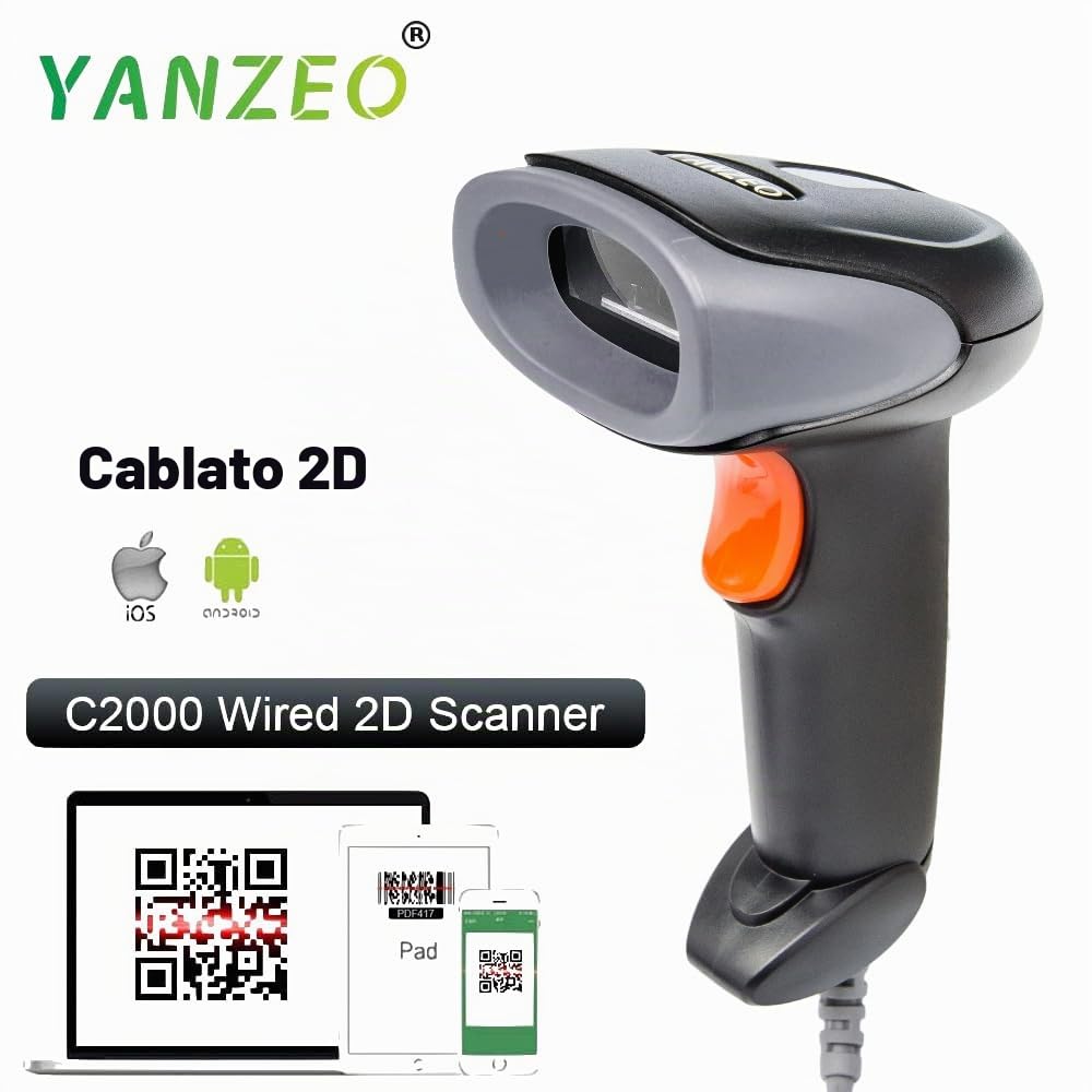 Yanzeo Lettore di codice QR portatile ad alta velocità con cavo USB 2D compatibile per sistema POS quadrato Windows/Mac PC e del telefono