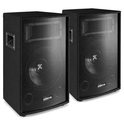 Vonyx SL10 - Conjunto de Altavoces Pasivos 2x500W, Woofer 10', Bass Reflex, Tophat para Trípode, Conexión Jack 6,3mm y Pinza, Transporte Fácil, para DJ, Eventos, Fiestas y Garajes