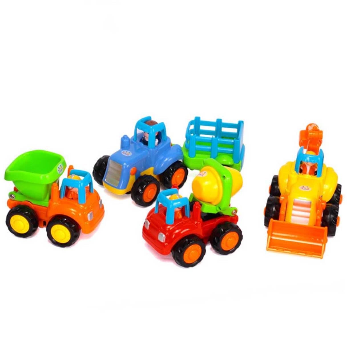 Camion Giocattolo per Bambini Veicolo Ingegneristico Verde in Abs Meccanismo a Strappo senza Batterie, Giocattolo Educativo per Apprendimento Precoce e Divertimento Sicuro