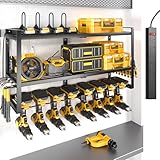 SOYEEZE Power Tool Organizer with Charging Station,Garage Heavy Duty Tool Storage Rack Built in 8 Outlet Power Strip, Drill Holder Wall Mount,Tool Storage Shelves,Gift for Father's Day