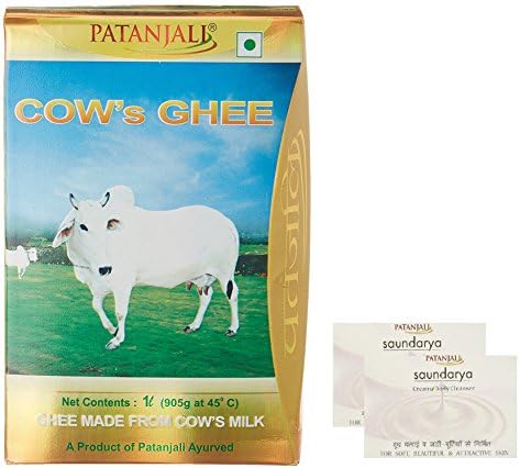 Patanjali Cow’s Ghee, 1 L with Free Saundarya Cream Body Cleanser, 2 Pieces