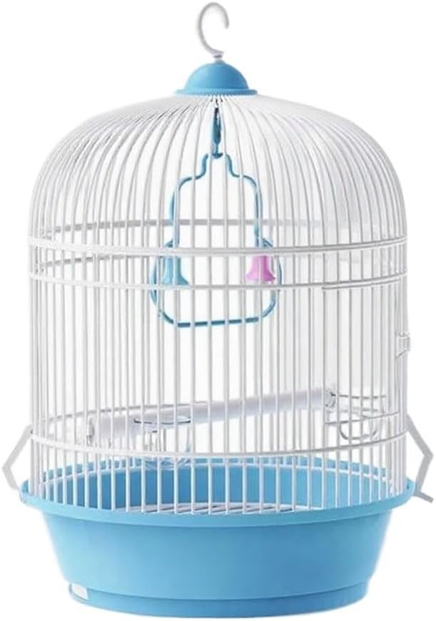 Round Birdcage Outdoor Use Portable Breathable Unobstructed Pull-Out Chassis Parrots Parrot Cage(Black)