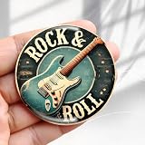 Ímã de geladeira vintage design de arte de guitarra de rock - adesivo redondo de acrílico para geladeira de 5,8 cm, presente de decoração retrô, tamanho perfeito para geladeira, armário ou qualquer