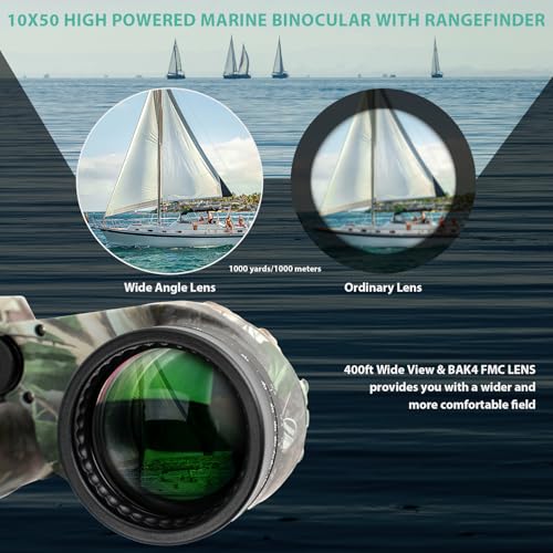 Binoculares marinos HD 10X50 con brújula y telémetro miniatura 5