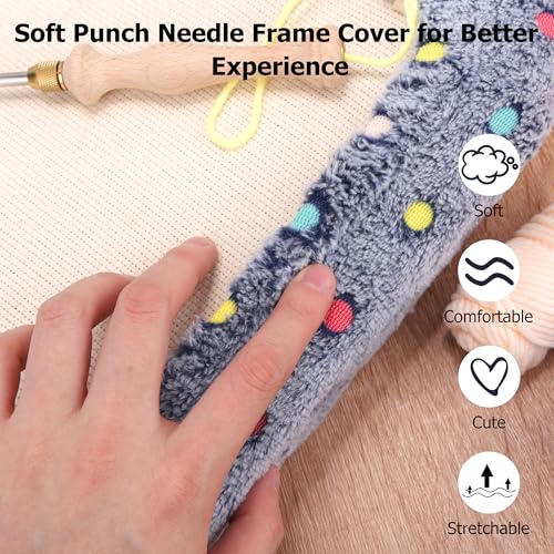 Image of Pllieay 10 * 10 Inch Punch Needle Frame with Frame Flannel Cover, Punch Needle Gripper Frame Rug Hooking Frame with Frame Cover for Rug Punch Needle and Embroidery Craft