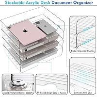 Paper Organizer Letter Tray, 4-Pack Acrylic File Organizer, Clear — image 6