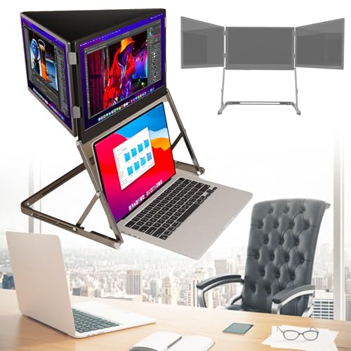 Image of Laptop Screen Extension for 15.6in Laptops, Triple IPS FHD 1080p Screen, Full HD 1080p Display, Tri-Fold Monitor Lap Expansion Screen