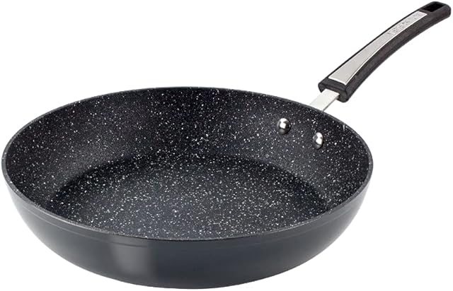 Scoville Sky Neverstick 28cm Frying Pan - Non-Stick Coated, Speckled Inner Design, Gloss Exterior, Easy to Clean, Induction Suitable, Grey/Black