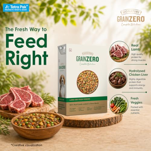 Image of Grain Zero Dog Fresh Food Tetra Pak Lamb & Vegetables, for Adult & Puppy, 350g | Supports Joint & Health | Supports Immune System | Anti Inflammatory Properties | Ready to Serve | One Pack One Meal
