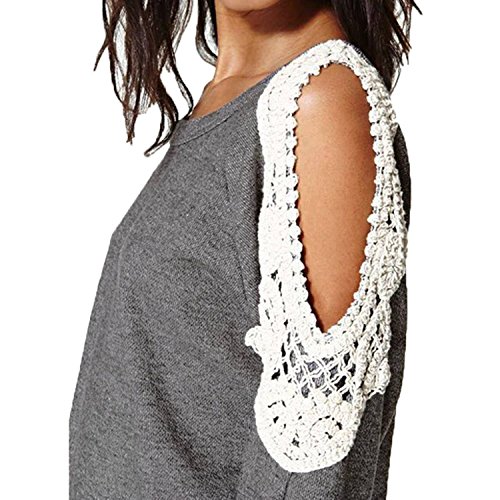 Minetom Donna Pizzo T-Shirt Camicetta Tops Maniche...