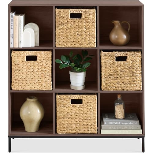 Best Choice Products 9-Cube Bookshelf, 3-Tier Wood Storage Bookcase W/Legs,