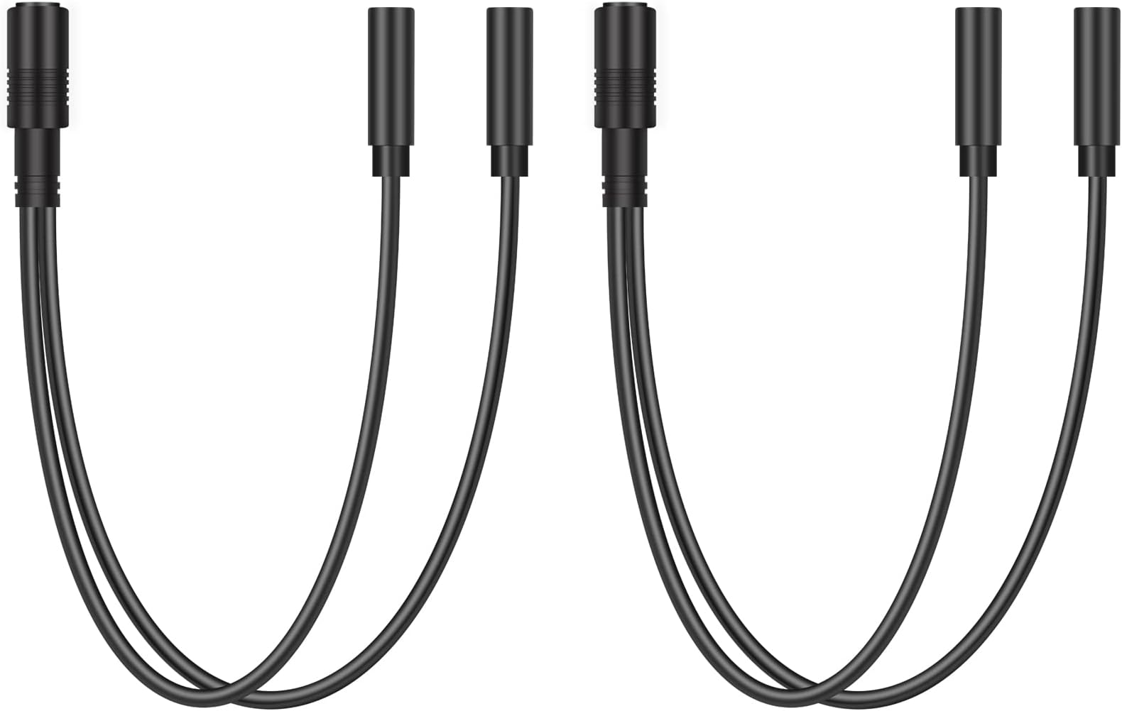 Bolvek 2 Pack 10 inch 3.5mm 1/8" TRS Stereo 1-Female to 2-Female Jack Splitter Audio Cable