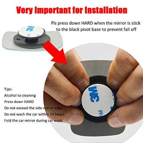 Espelho de ponto cego retangular, vara sem moldura de vidro HD no espelho retrovisor convexo amplo a