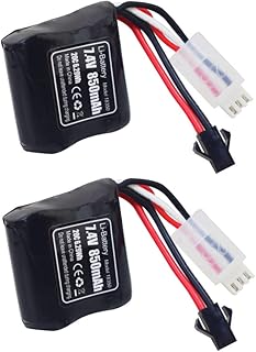 Fytoo 2PCS 7.4V 850mAh SM-2P Plug Lithium Battery for Syma Q2 Q3 Skytech H100 T1 T02 H102 H106 H108 H120 Remote Control Boat High-Rate Battery Accessorie