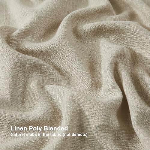 Image of Vision Home Sand Pinch Pleated Full Blackout Curtains Linen Blended Room Darkening Window Curtains 120 inch for Living Room Bedroom Thermal Insulated Pinch Pleat Drapes with Hooks 60 inch Wx120 Lx1