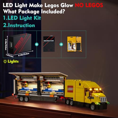 LocoLee LED Light Kit for Lego Yellow Delivery Truck 60440 - No Models Included