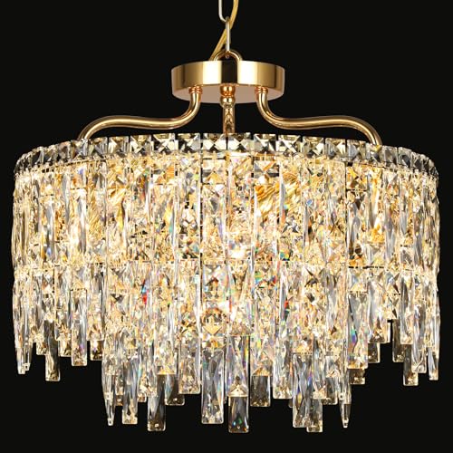 Image of Modern 18 inch 6-Lights Modern Gold Crystal Chandeliers for Dining Room