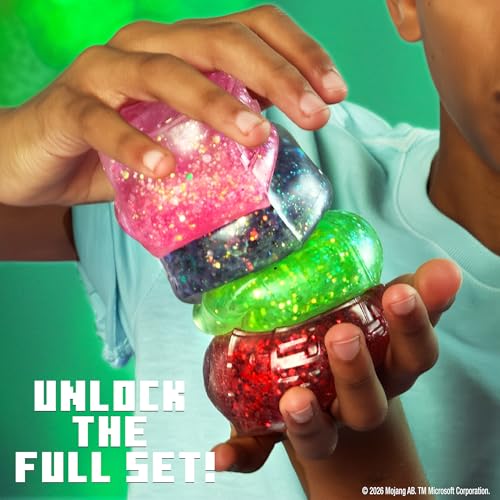 Image of Minecraft SLIMYGLOOP Gelli Gels Creeper, Green Slow-Flow Glitter Squishy Sensory Toy, Squeeze Stress Toy for Kids & Teens, Satisfying Sugar Squish Fidget