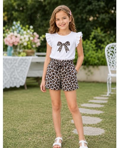 Image of Girls Summer Outfits Cute Sleeveless Top High Waisted Short Sets with Pockets Teen Girl Clothes Size 6-14 T