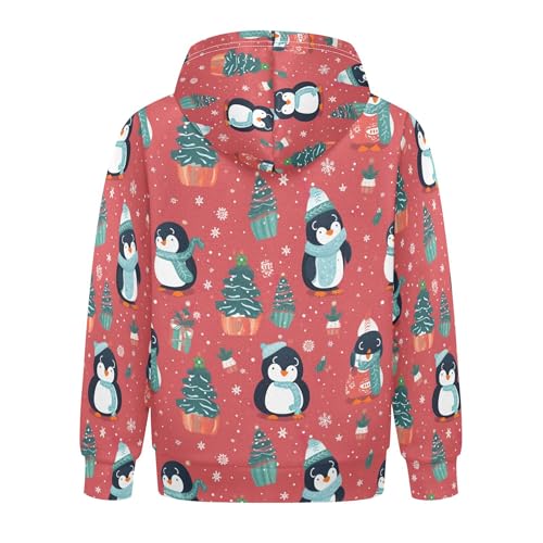 Kids Hoodies Sweaters Christmas Xmas Penguin Hooded Sweatshirts with Big Pockets for Boys Girls B04004272