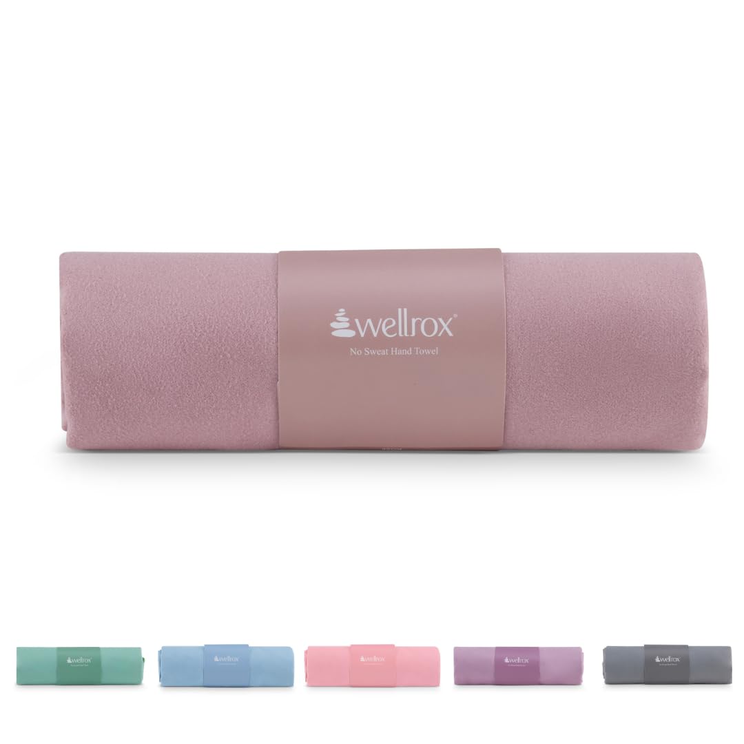 Wellrox Microfiber Hand Towel- Absorbent Sweat Towels, Workout Towels for Women- Yoga Mat Towel for Pilates, Hot Yoga, Gym Workouts (Rose)