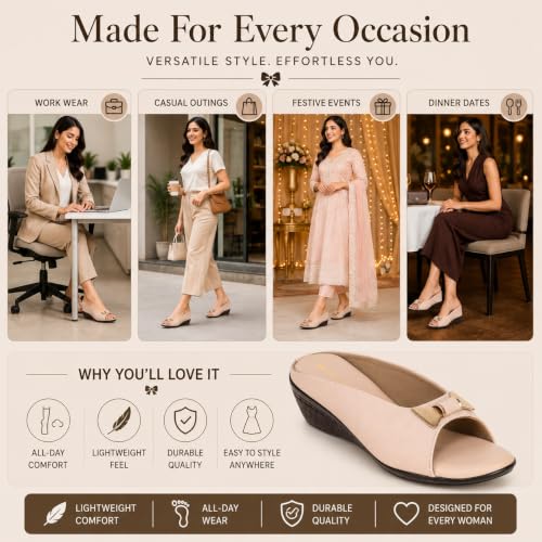 Image of TRASE Women's Fashion Sandals | Faux Leather Comfortable and Stylish Wedges | For Casual Wear & Formal Wear Occasions | For Women & Girls