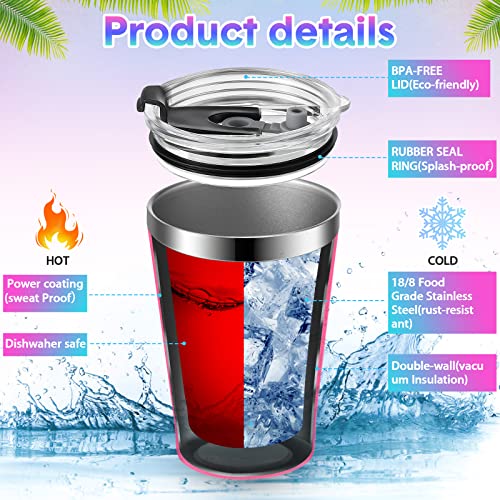 16 Pack 12 Oz Stainless Steel Tumbler Bulk With Lids Small Tumblers For Kids Vacuum Insulated Double Wall Coffee Cups Powder Coated Travel Mug Ideal For Hot And Cold Drinks Home Office Car, 16 Colors #TOP3