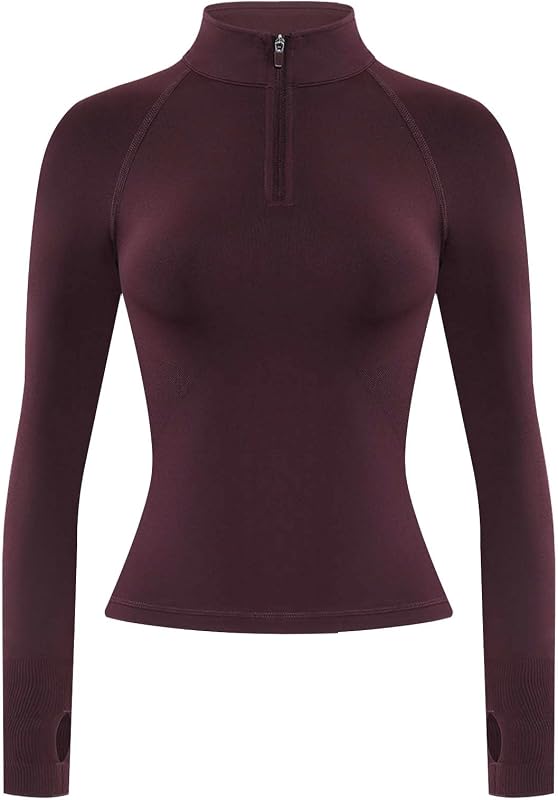 AUROLA Influence Women's Quarter Zip Workout Top Long Sleeve Jacket | Half Zip, Mock Neck, Thumb Holes, Slim Fit, Soft Stretch, Lightweight, Gym Training Top, Breathable Comfort, Activewear