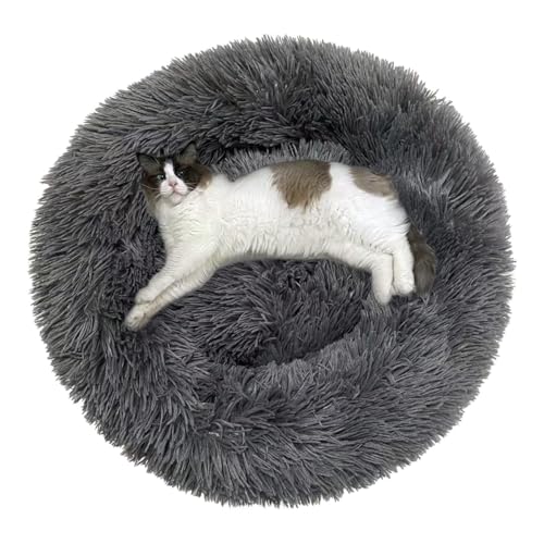 Fhodigogo Rundes Plüsch-Donut-Bett für Hunde und Katzen, klein, rutschfest, warm und gemütlich, für 5 kg Haustiere