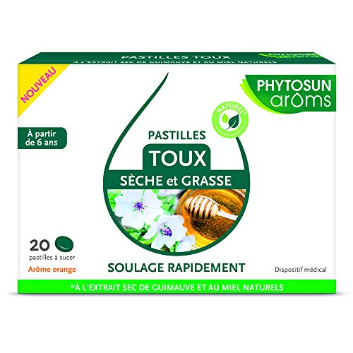 Phytosun Arôms – Pastilles Toux Sèche & Grasse – Naturel* – Action Rapide : Soulage tous les types de Toux** – 20 Pastilles