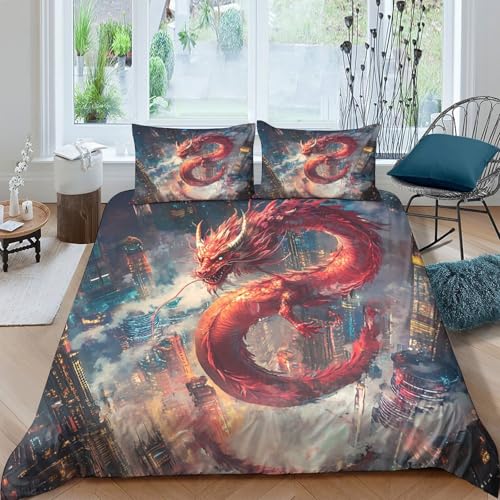 Parure de lit 3d dragon 200x200 microfibre résistante et fermeture éclair - 4
