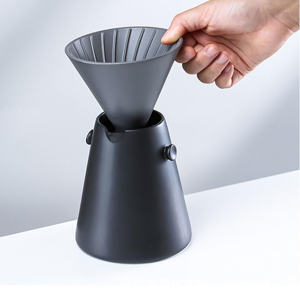 Juego de cafetera de cerámica, gotero V60 y filtro de café, embudo de cono para café, cafetera de goteo, 1-2 tazas