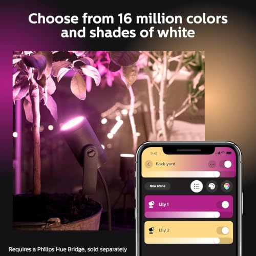 Image of Philips Hue Lily Outdoor Smart LED Spotlight - White & Color Ambiance - Low Voltage Landscape Lighting - 1 Pack - Requires Bridge and Power Supply - Control with App and Voice - Weatherproof