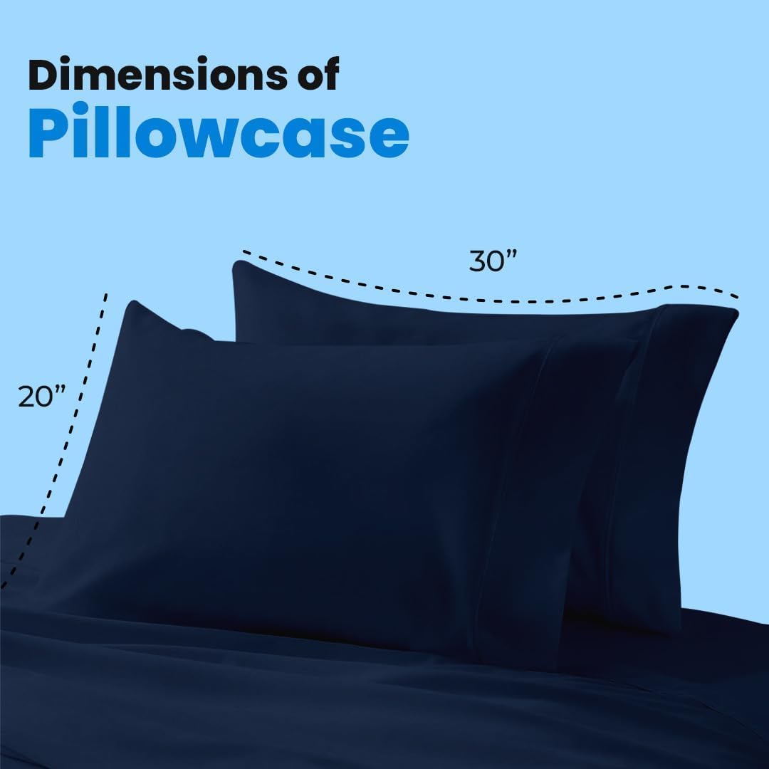Avalon Bedding Pillow Cases Standard Size Navy Blue Pillow Cases Set of 12 Cotton Blend 200 TC Soft & Breathable Perfect for Home & Hospital, Hotel Quality Queen Pillow Protectors 30x20 Inches